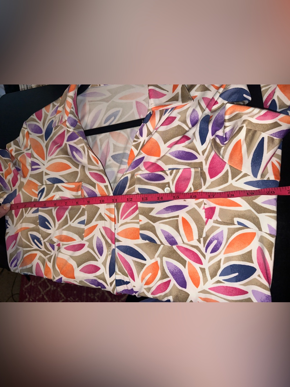 J McLaughlinf Size Large Multicolor Leaf-Print Maxi Button Up Dress - Picture 9 of 12